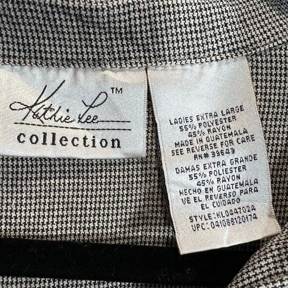 Kathie Lee Collection VTG 2 Piece Skirt Set Buttoned Blouse Size XL houndstooth - Picture 10 of 10